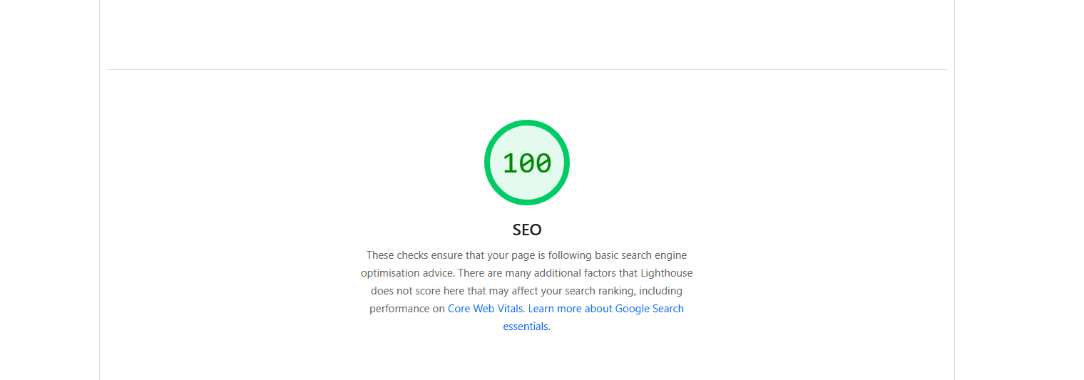 Score SEO Google Lighthouse