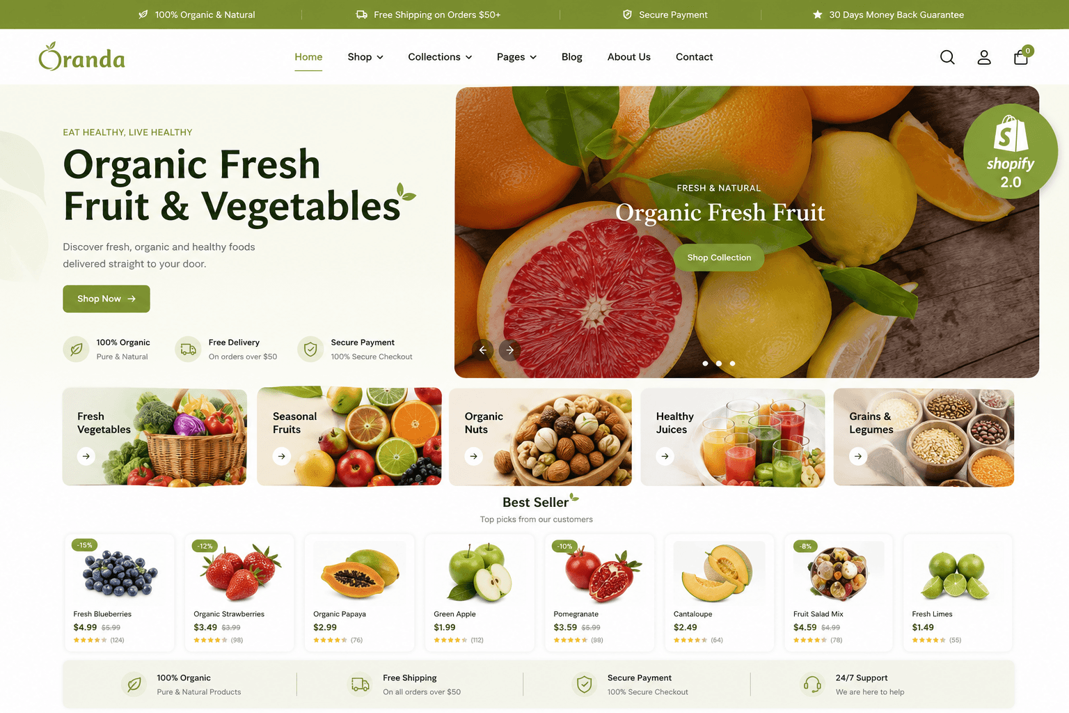 Aperçu du thème Shopify Oranda