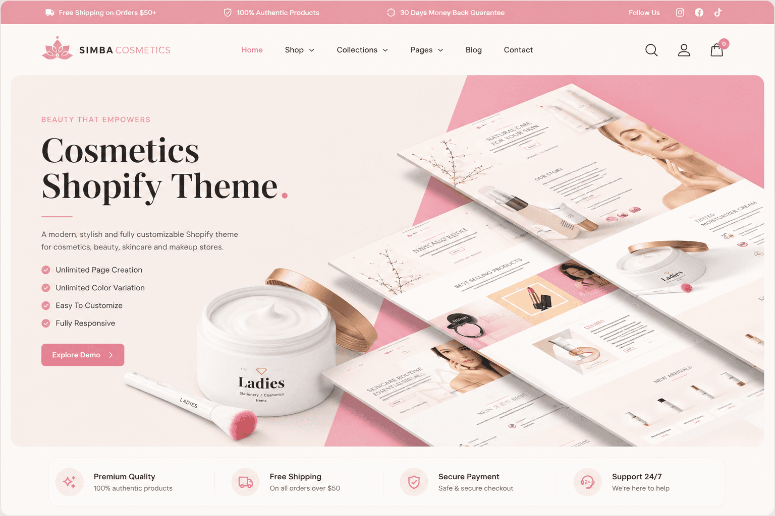 Aperçu du thème Shopify Simba